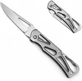 Lightweight Folding Pocket Knife with 2.36 inch Stainless Steel Blade & Handle - Built-in Carabiner, Knife - Versatile Tool for Outdoor